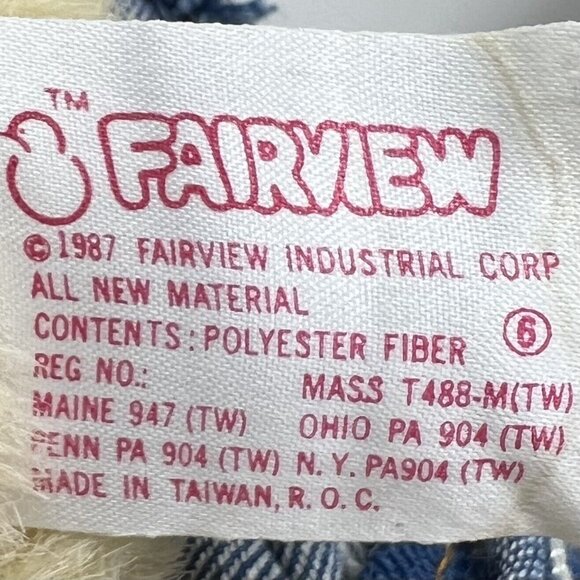 Vintage 1987 Fairview Teddy Bears Denim Overalls Tan Stuffed Animal 14" Tall - Picture 6 of 6